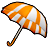 オレンジと白の傘の画像